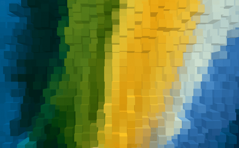 Gradient of cubes blue yellow and green