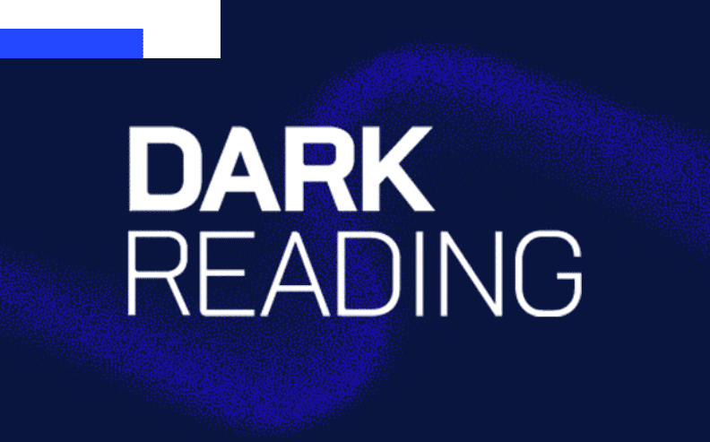The image features the words DARK READING in bold white font on a dark blue background, with a blue gradient design element in the top left corner, highlighting Radiant Logic News.