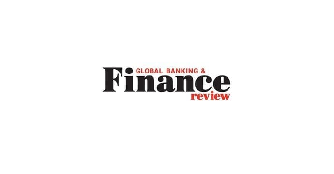 Logo for Global Banking & Finance Review with the words Finance in large black letters, and GLOBAL BANKING & above and review below in smaller red letters on a white background.