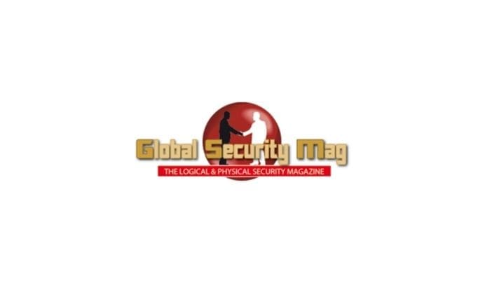 Logo for Global Security Mag. Features two silhouettes shaking hands inside a red circle, with gold text Global Security Mag and a red banner below reading The Logical & Physical Security Magazine.