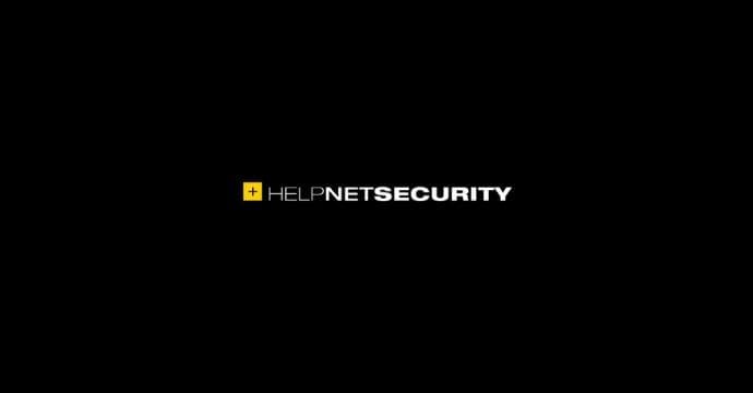 The image displays the Help Net Security logo with a yellow square containing a plus sign, followed by the words HELP NET SECURITY on a black background.