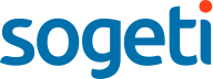 Blue sogeti logo in lowercase letters, with a red dot above the letter i, on a light gray background.