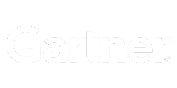The image shows the Gartner logo in bold, white lettering on a transparent background.