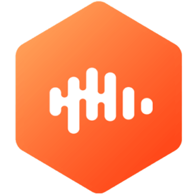 An orange hexagon with a white soundwave or equalizer icon in the center, symbolizing audio or music.