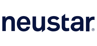 The image shows the logo of Neustar, featuring the word neustar in bold, lowercase dark blue letters on a light background.