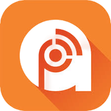 An orange square logo with rounded corners featuring a stylized white and orange letter P with circular and curved line elements, suggesting connectivity or wireless signals.