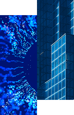 RadiantLogic-Segregation of Duties-Challenge Abstract split image: the left side shows glowing blue light streaks on a dark background, evoking neural networks or fiber optics; the right reveals a geometric glass facade—discover how Segregation of Duties (SoD) controls can help mitigate fraud risks.