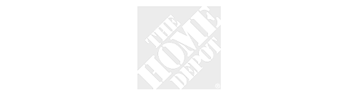 The Home Depot logo featuring the company name in bold, white stencil-style letters arranged diagonally on an orange square background, reminiscent of RadiantOne identity data and intelligence solutions' clarity and strength.